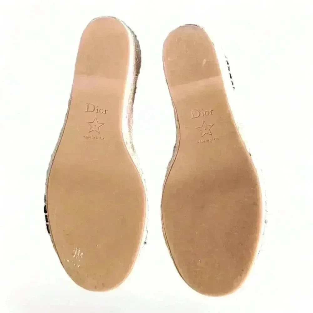 Christian Dior Granville Espadrille Wedge Black Women's 5 Textile Tie 36 - Picture 6 of 9